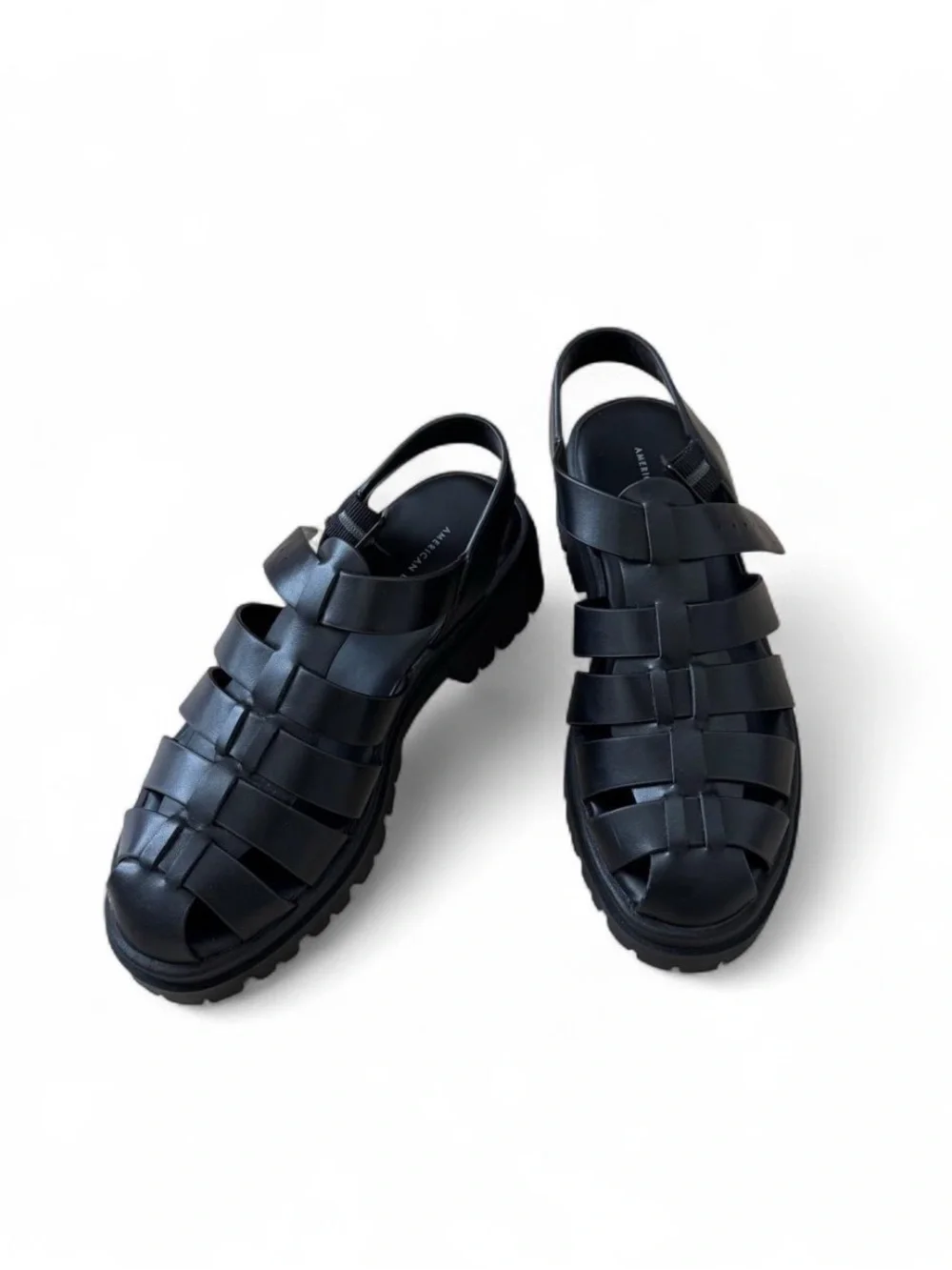 Women's Black Leather Fisherman Sandals